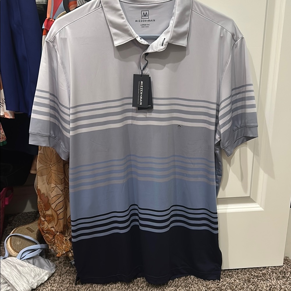 Mizzen+Main Polos in Gray and Blue with Gradient and Striped Patterns
